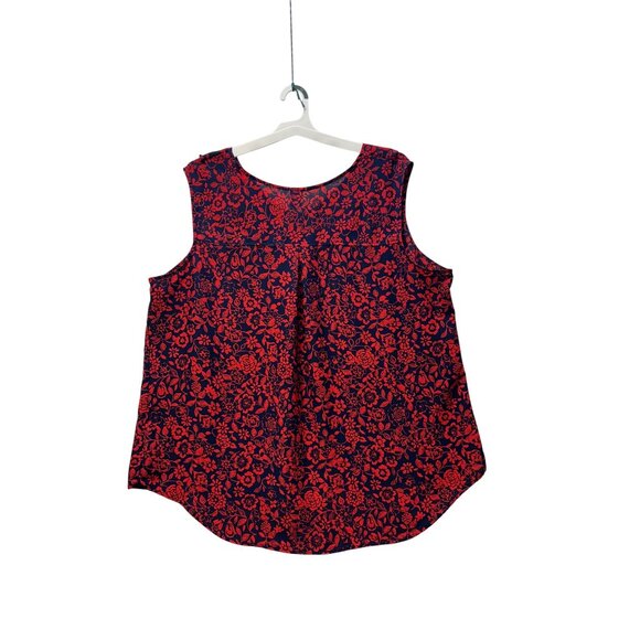 Terra & Sky Womens Plus Size 3X Rose Sleeveless Blouse Red/Navy 100% Poly 24-26W - Picture 7 of 8